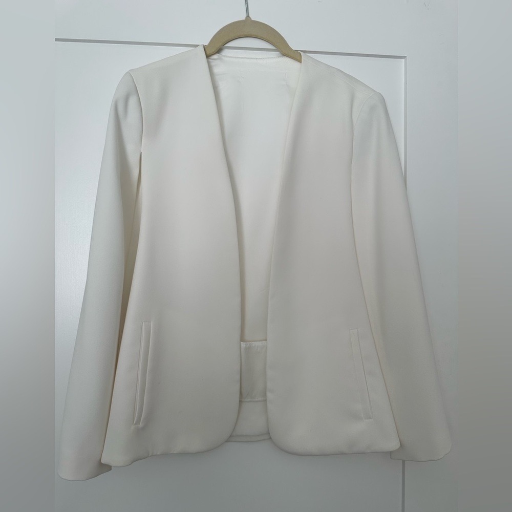 Zara white/cream cape blazer, size XS $89
